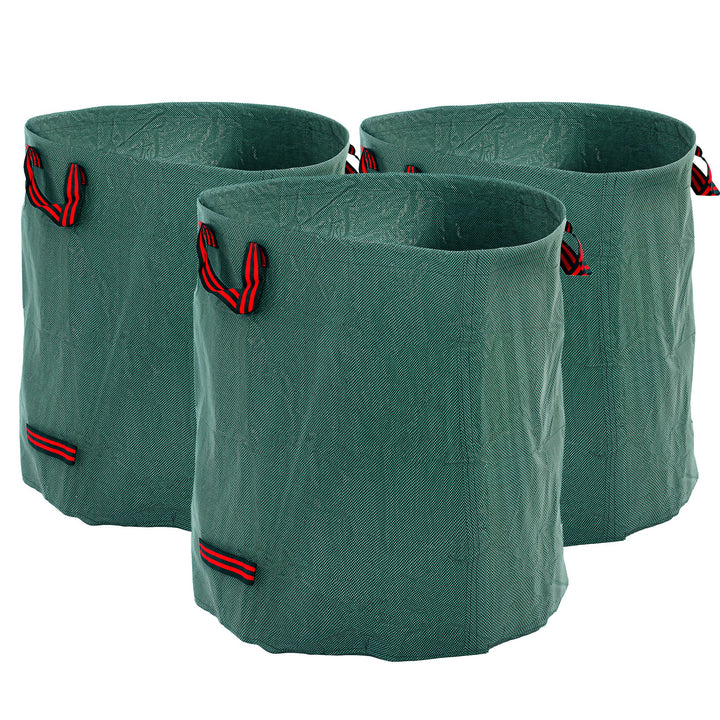 Garden Waste Bags, 272L x 3 Heavy Duty Garden Bags, Foldable and Reusable Waste Sacks with Handles for Loading Leaf, Trash, Debris, Green