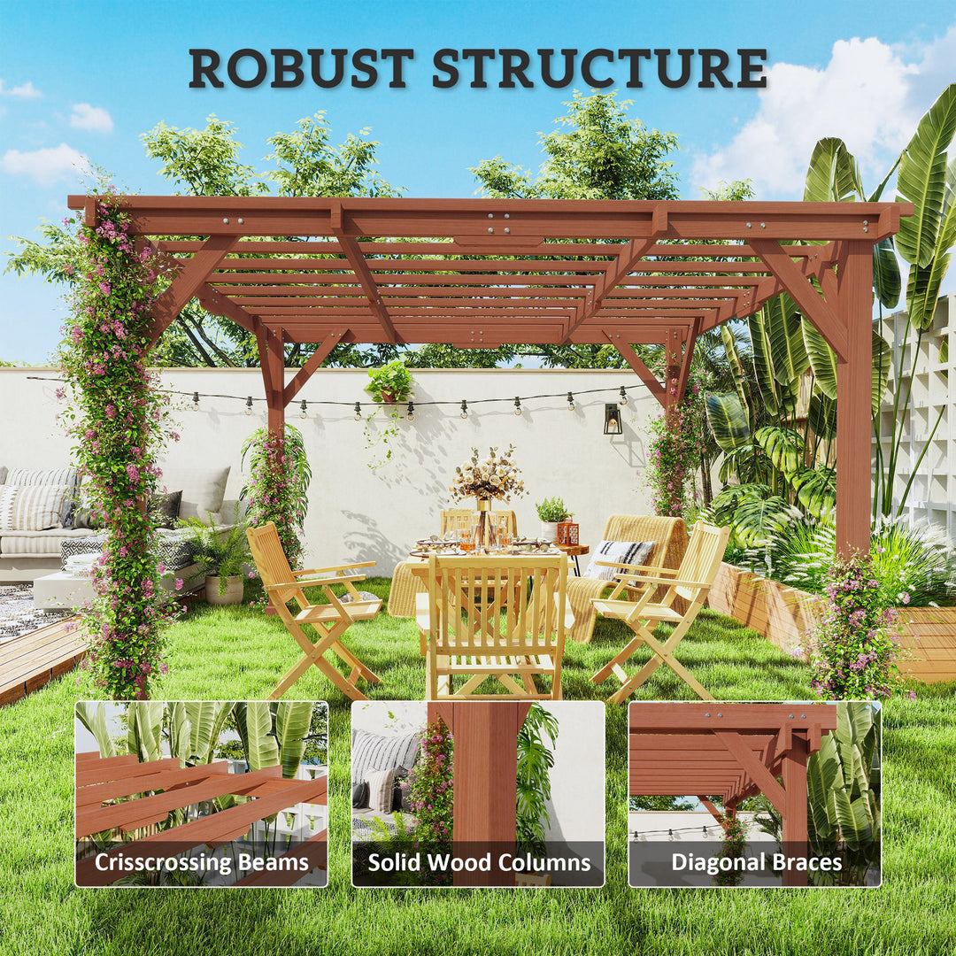 3.3 x 3.3 m Wooden Pergola Kit, Graden Pergola Gazebo Grape Trellis with Stable Structure for Climbing Vines, Flowers