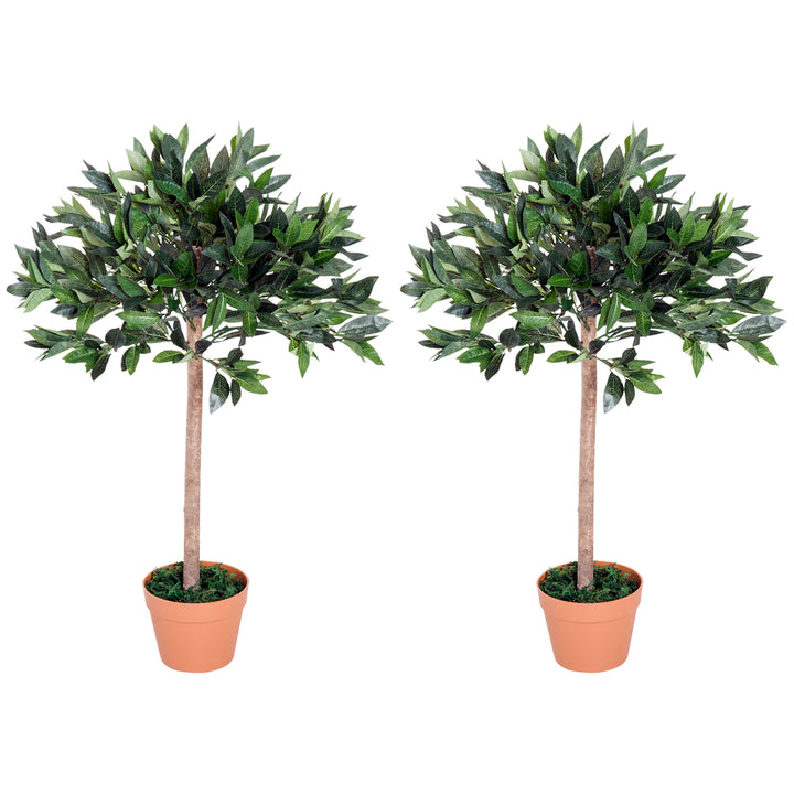 Outsunny 3ft Artificial Olive Tree Indoor Plant Greenery for Home Office Potted in An Orange Pot Set of 2 | Aosom UK