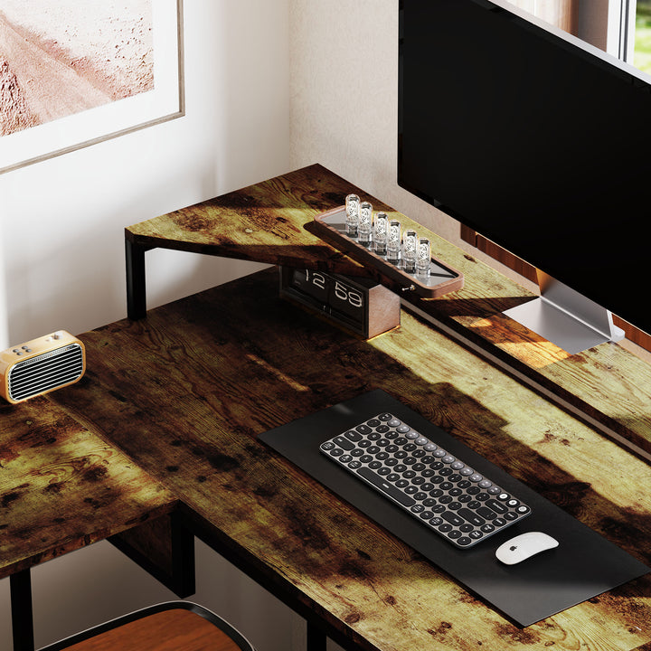 Industrial 'L' Shaped Multi-Work Desk - Brown