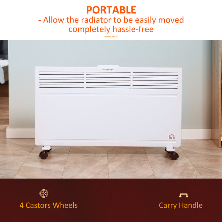 POWER Convector Radiator Freestanding or Wall-mounted Heating with 2 Heat Settings Safety Cut-Off, White