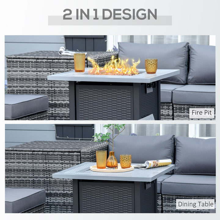 71 x 71cm 40000 BTU Gas Firepit Table - Black/Grey