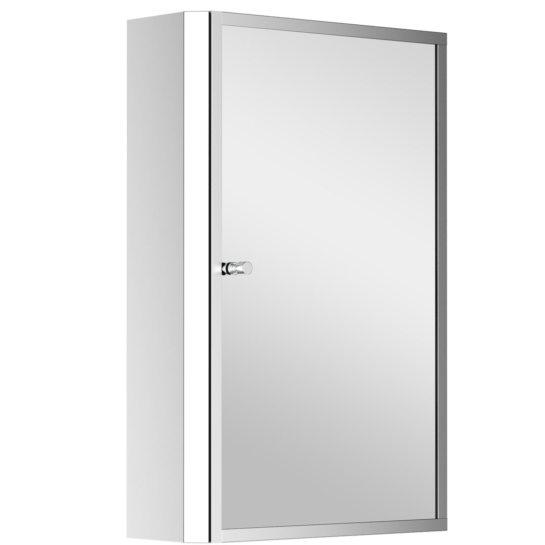 Stainless Steel Wall mounted Bathroom Mirror Cabinet 2 Shelves Storage Unit Furniture w/Single Door (60H x 40L x 13D (cm))