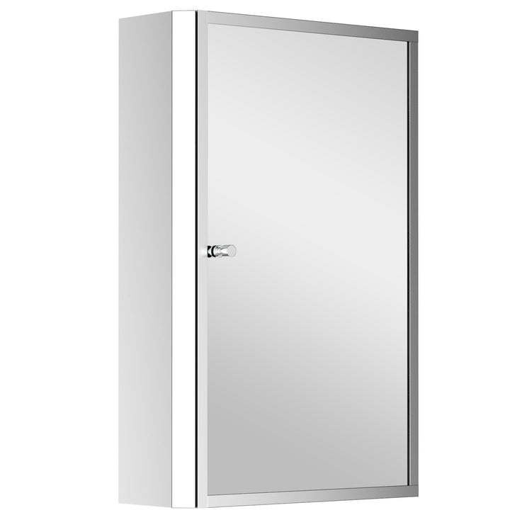 Stainless Steel Wall mounted Bathroom Mirror Cabinet 2 Shelves Storage Unit Furniture w/Single Door (60H x 40L x 13D (cm))