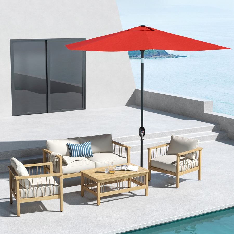 2 x 3(m) Garden Parasol Umbrella, Rectangular Outdoor Market Umbrella Sun Shade with Crank & Push Button Tilt, 6 Ribs, Aluminium Pole, Wine Red