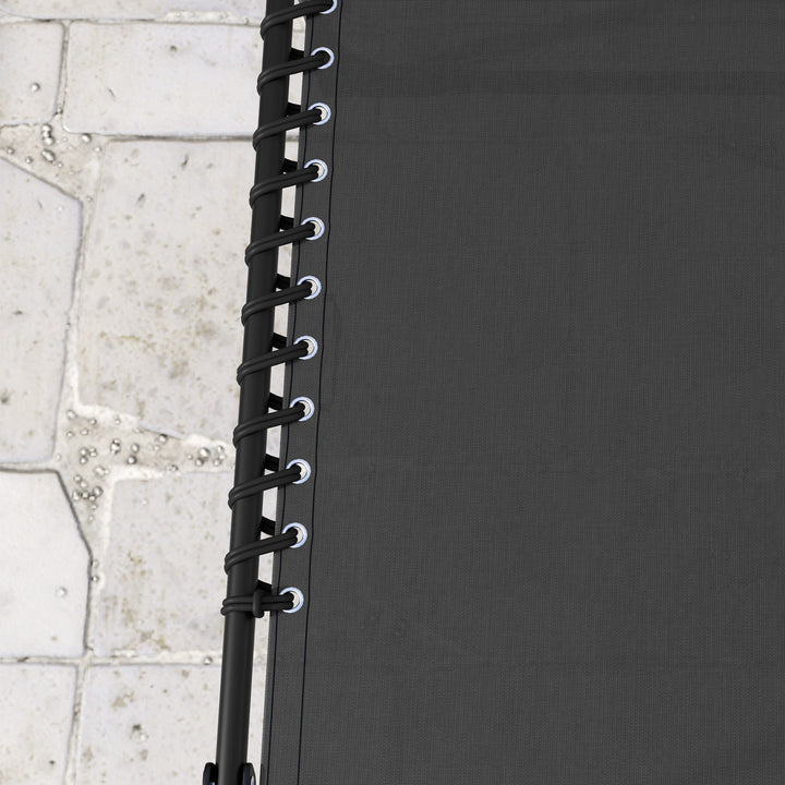 Set of Two Folding Sun Loungers, with Four-Position Backs - Black