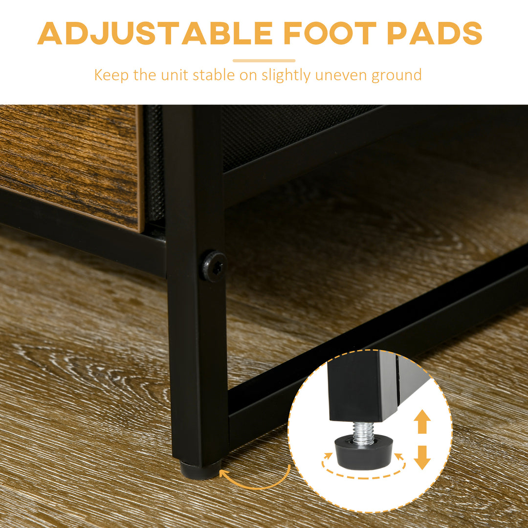 MCL Industrial Storage Cabinet with 2 Open Shelves and 3 Foldable Fabric Drawers, Multifunctional Bookshelf in Living Room, Study, Bedroom, Rustic Brown