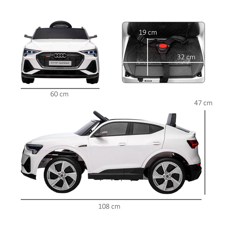 12V Kids Electric Ride-On Car, with Remote Control, Lights, Music, Horn - White