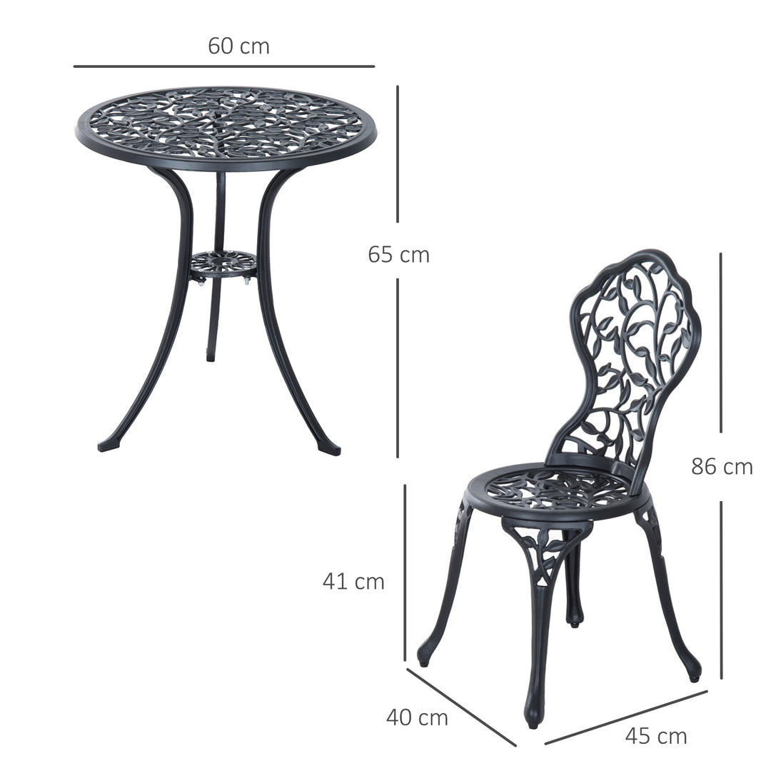 MCL 3 Pcs Aluminium Bistro Set Garden Furniture Dining Table Chairs Antique Outdoor Seat Patio Seater Black