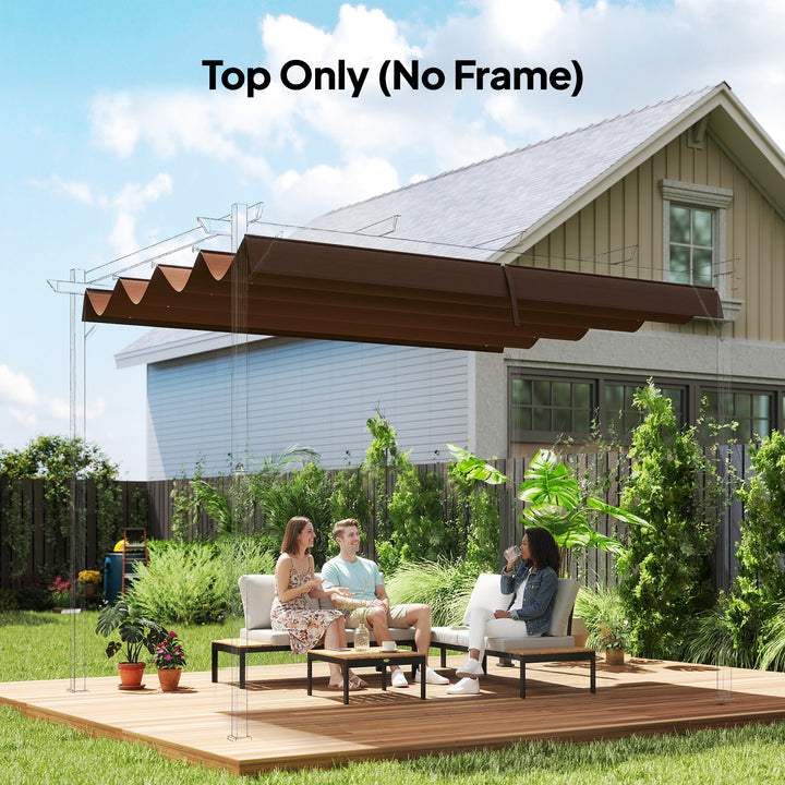 Pergola Cover Roof, 2.86 x 2.45 m Retractable Sun Shade Top for 3 x 2m