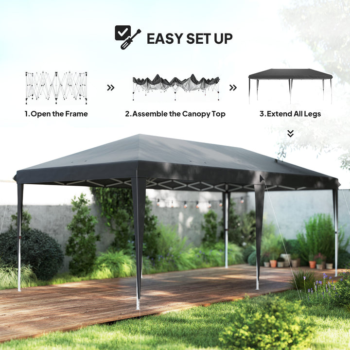 6 x 3 m Pop-Up Steel Frame Gazebo Grey