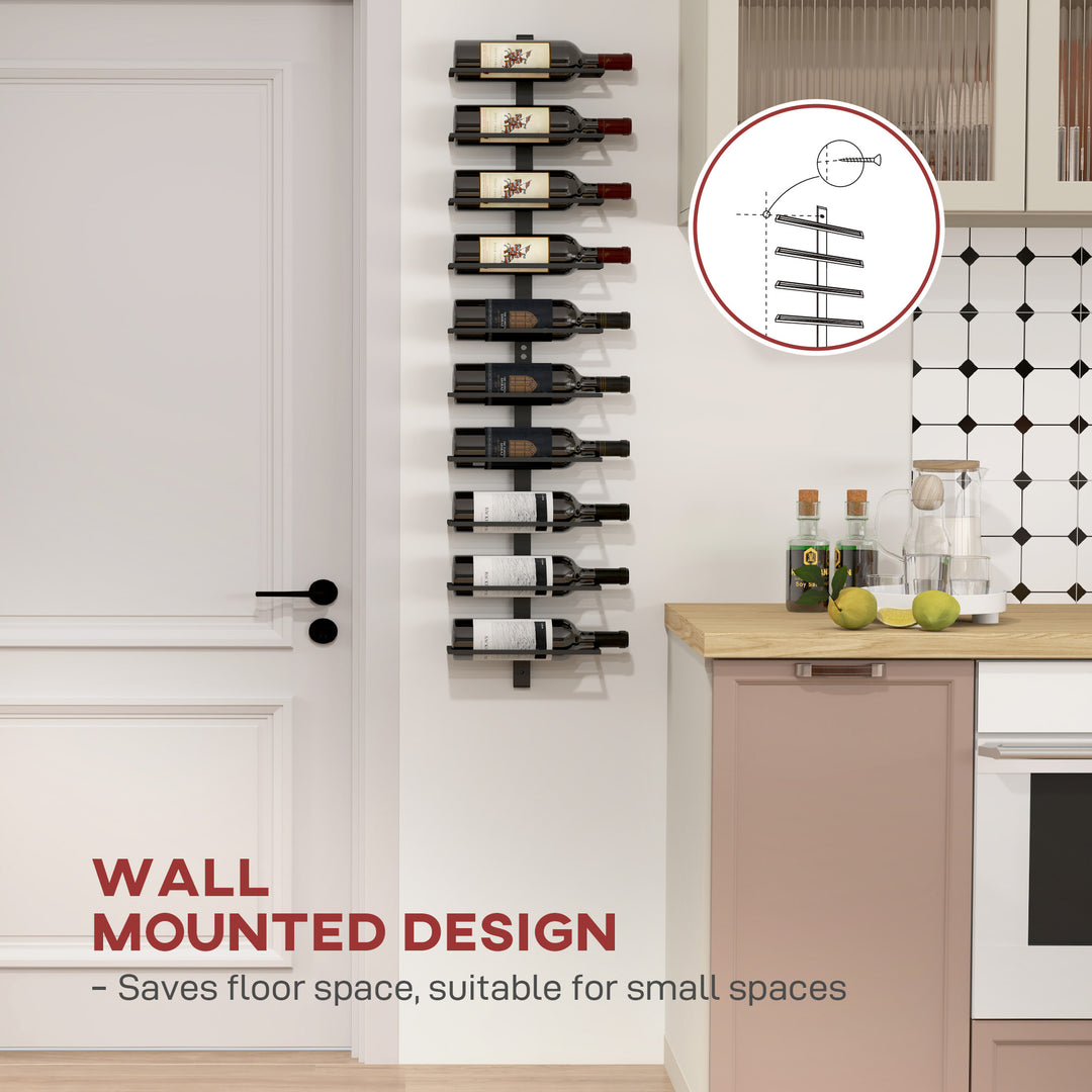 Wine Rack, Wall Mounted, 10 Tier Metal Wine Display Rack, Storage Hold
