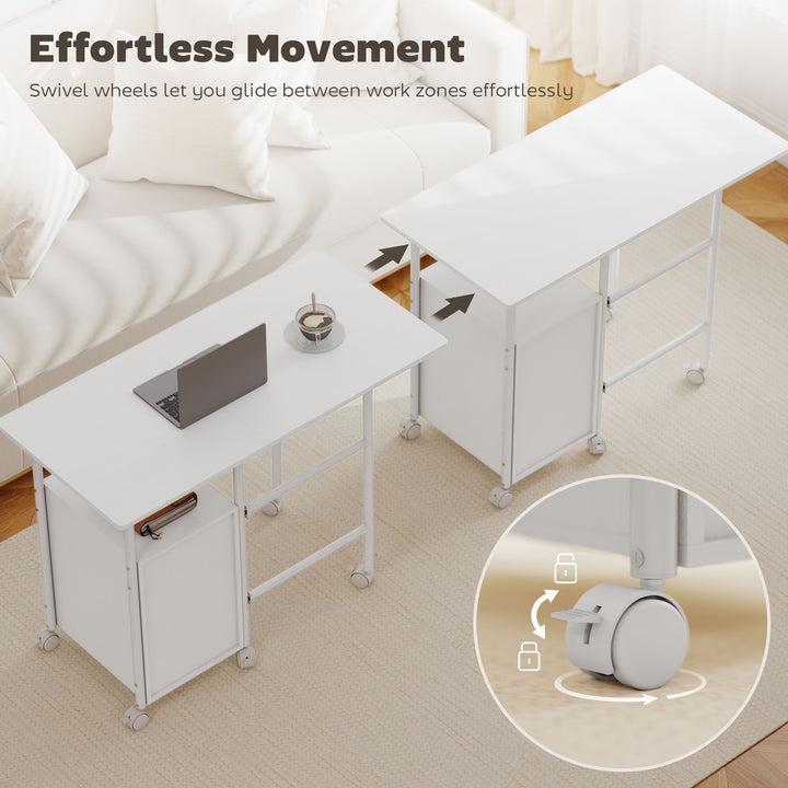 105 x 51 cm Foldable Office Deskwith 3 Drawers, Extendable Top - view 6