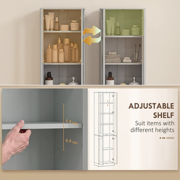 Tall Bathroom Storage Cabinet, 6-Tier Slim Bathroom Cabinet with Adjus