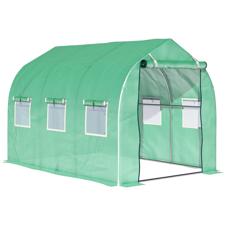 Outsunny Walk in Polytunnel Greenhouse with Windows and Door for Garden, Backyard (3 x 2M) | Aosom UK