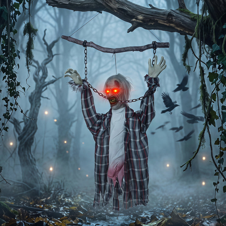 110cm Screaming Animated Hanging Halloween Decoration, Sound Touch Act