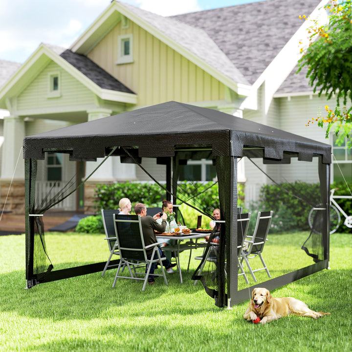 4 x 3 m Party Tent Wedding Gazebo Outdoor Waterproof PE Canopy Shade with Panel