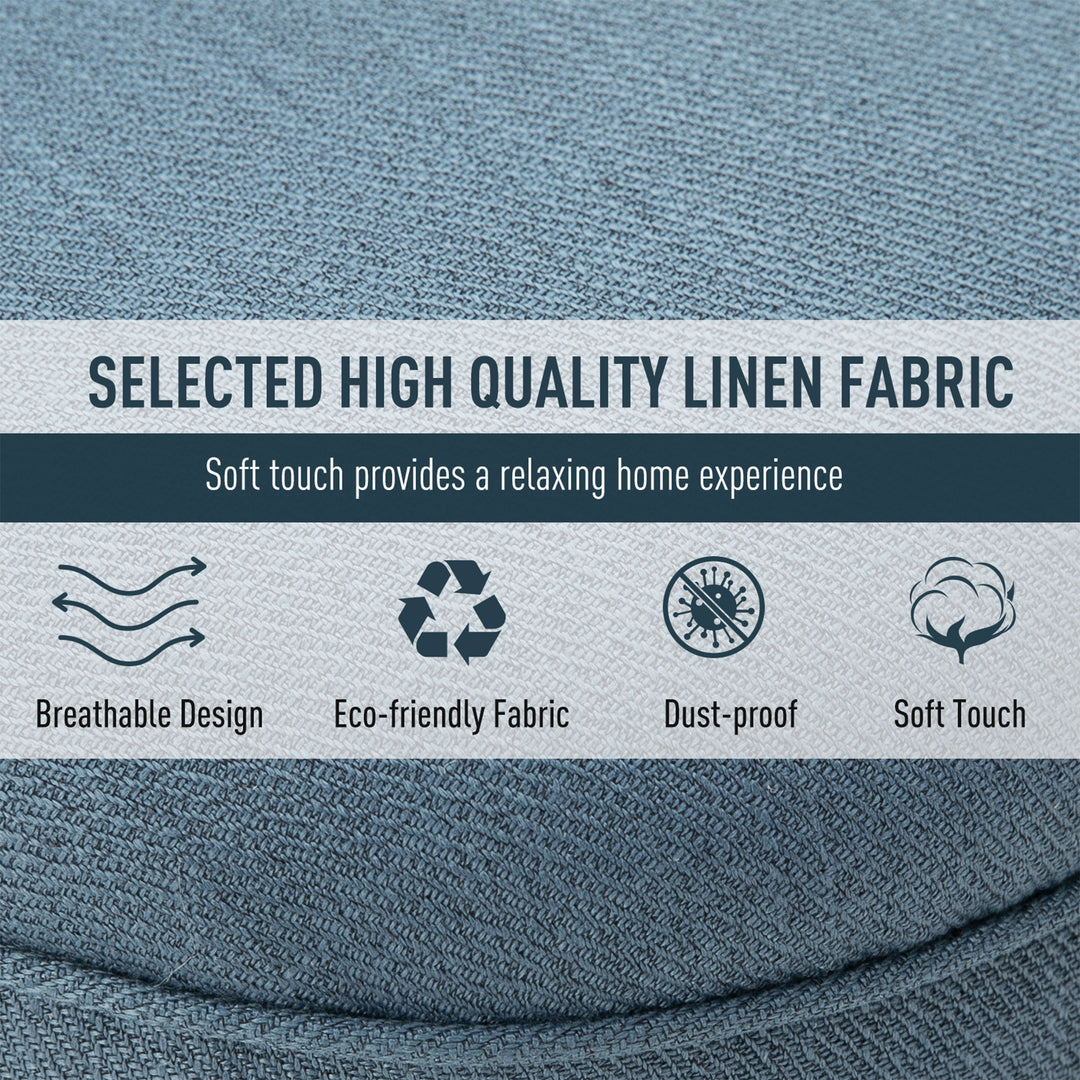Fabric Single Sofa, Tub Chair, Upholstered Bedroom Chair with Pillow, Solid Wood Leg for Home, Living Room, Dining Room, Set of 2, Blue