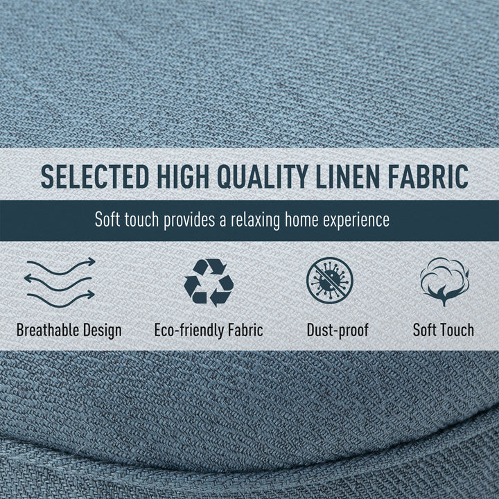 Fabric Single Sofa, Tub Chair, Upholstered Bedroom Chair with Pillow, Solid Wood Leg for Home, Living Room, Dining Room, Set of 2, Blue