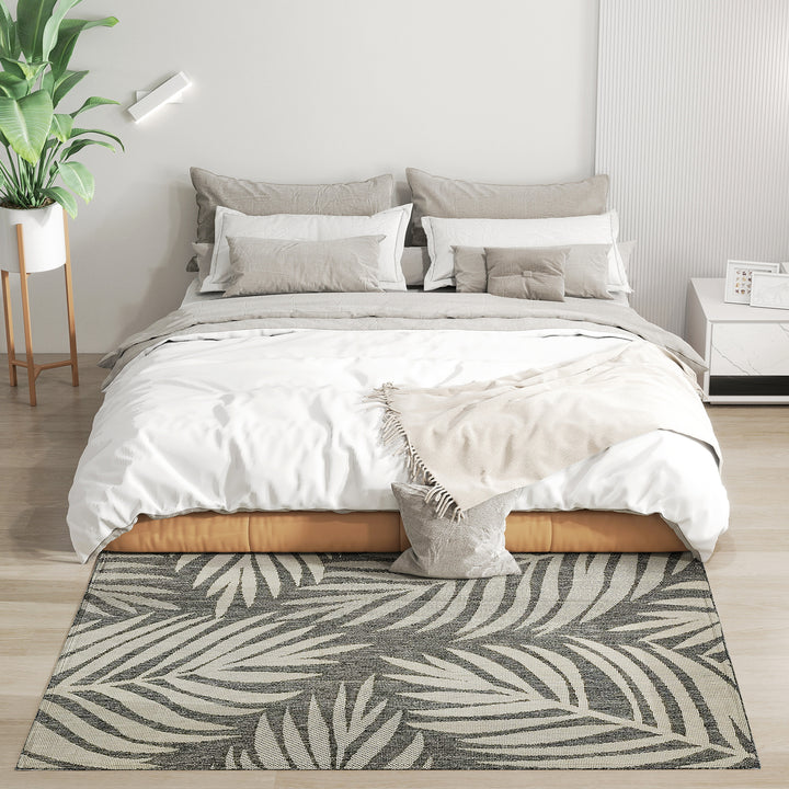 UV Resistant Indoor & Outdoor Area Rug, Easy-Cleaning Machine Washable Rug for Patio, Garden, Kitchen, Bathroom or Living Room, 170 x 120 cm, Grey