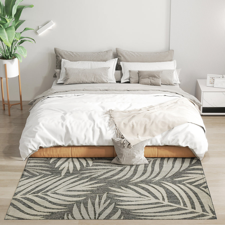 UV Resistant Indoor & Outdoor Area Rug, Easy-Cleaning Machine Washable Rug for Patio, Garden, Kitchen, Bathroom or Living Room, 170 x 120 cm, Grey