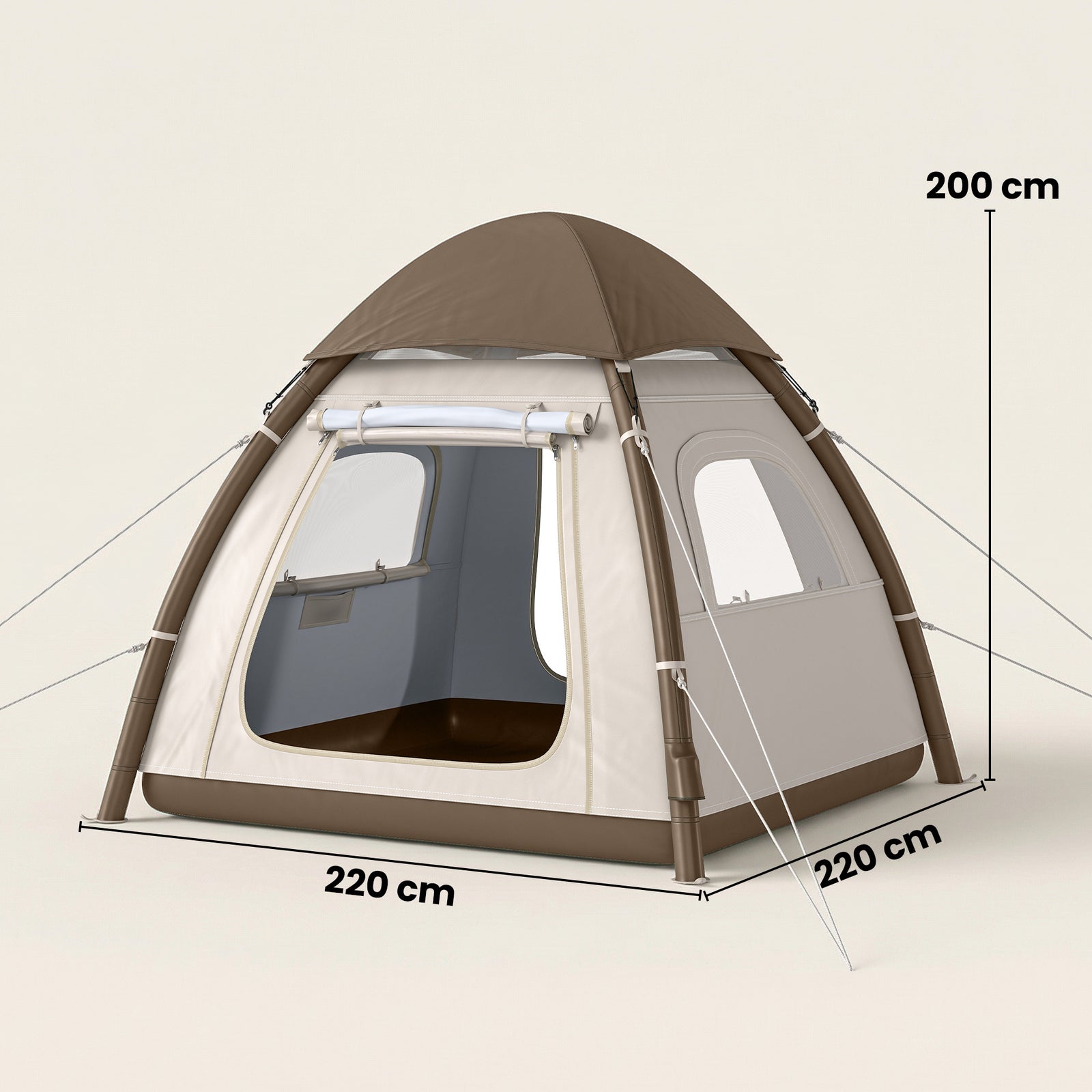 Inflatable Camping Tent with Rainfly, 3 Man Air Tent 3000mm Waterproof