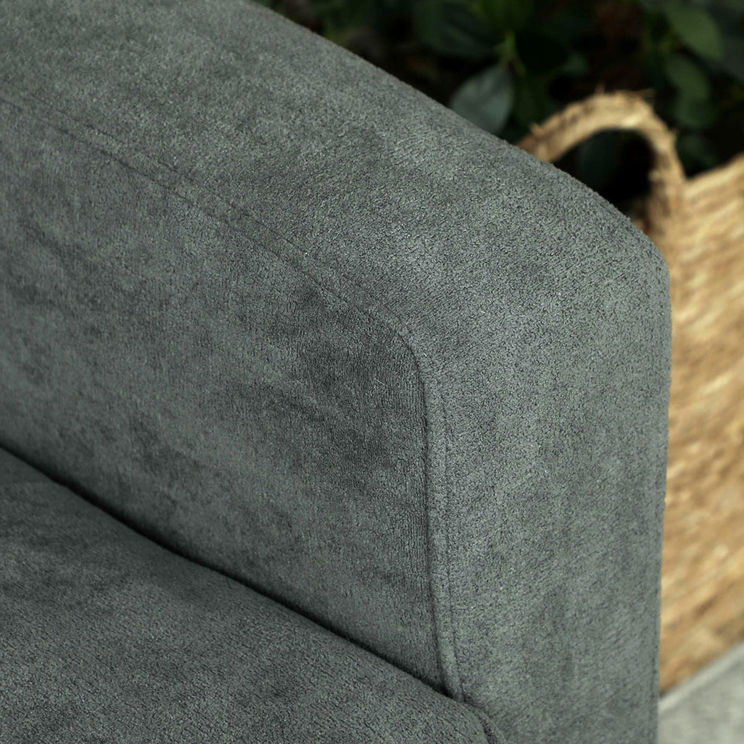 Two-Seater Velvet-Feel Sofa - Grey