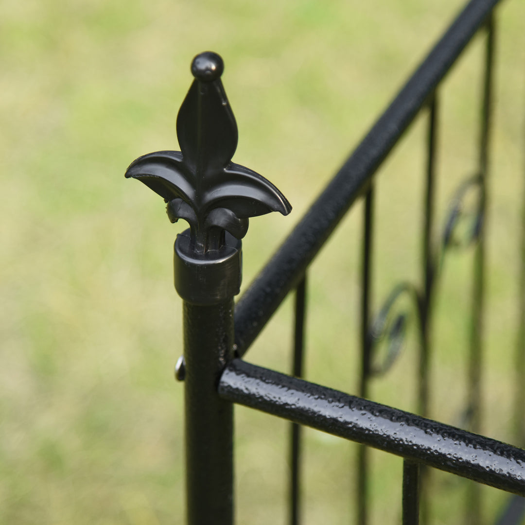 MCL Metal Garden Arbor Arch with Double Doors, 2 Side Planter Baskets, Climbing Vine Frame, Black