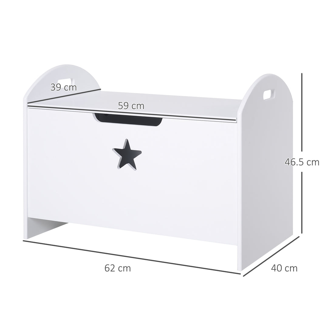 Kids Wooden Toy Box Organizer Children's Toy Storage with Lid Safety Hinge Side Handle Playroom Furniture White