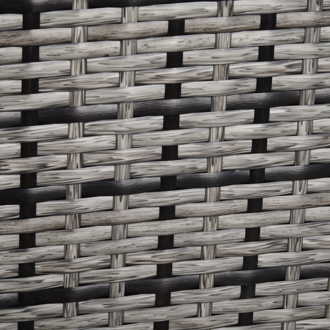 MCL Rattan Garden Armchair 10cm Cushion Outdoor Single Chair with Steel Frame, Grey