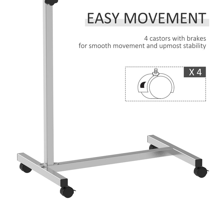 Height Adjustable Over Bed Table with Wheels, C Shaped Laptop Desk, Portable Hospital Bed Table for Living Room, Bedroom, Black