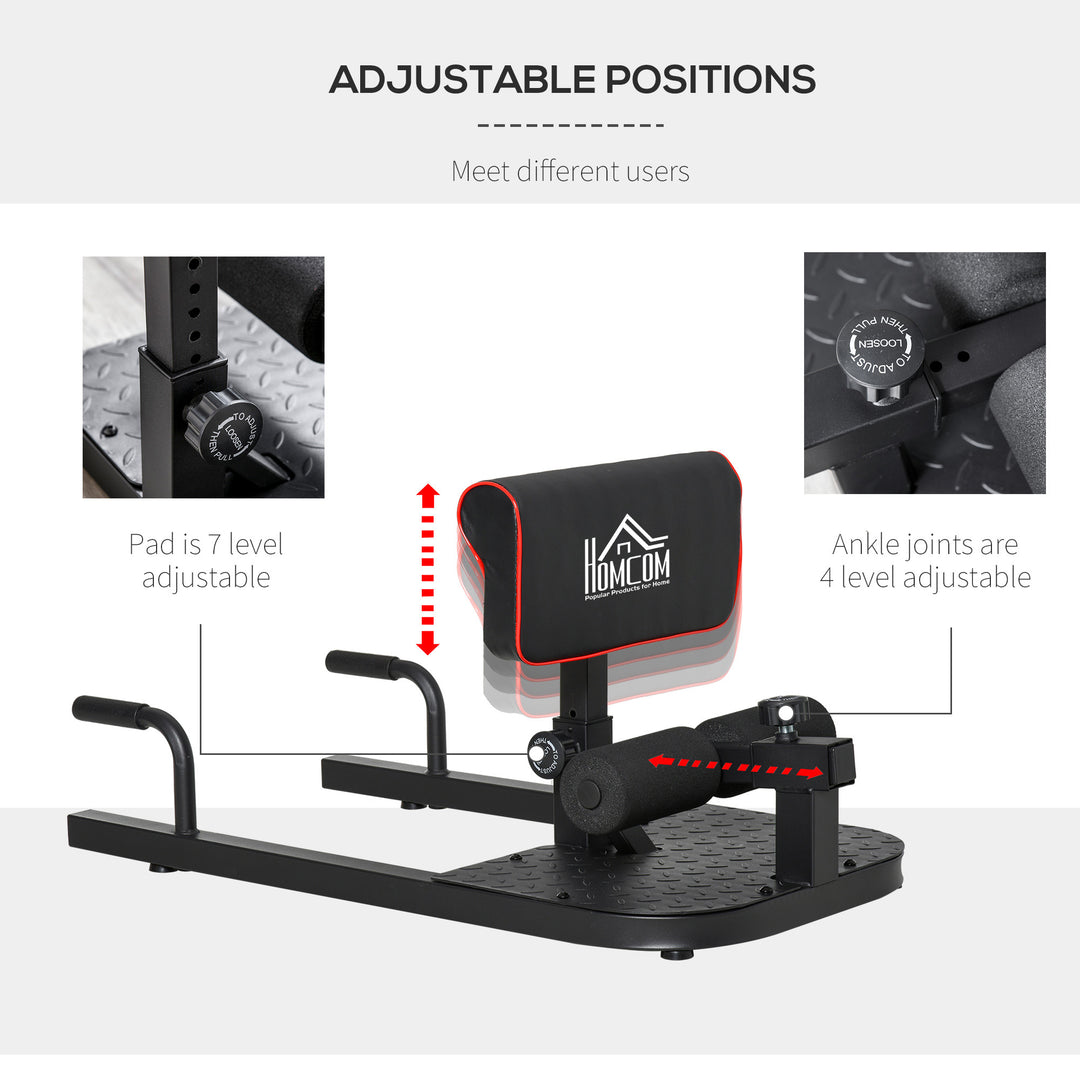 Squat Machine with Push Up Stand, Padded Hip Thrust Bench with Adjustable Cushion for Home Gym Work Out, Black