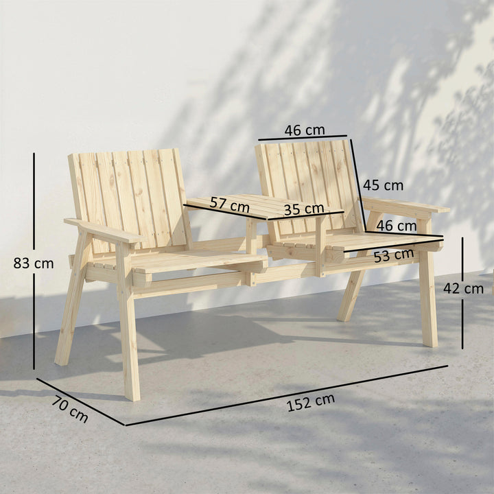 2-Seater Garden Loveseat with Table and Parasol Hole for Porch, Patio,