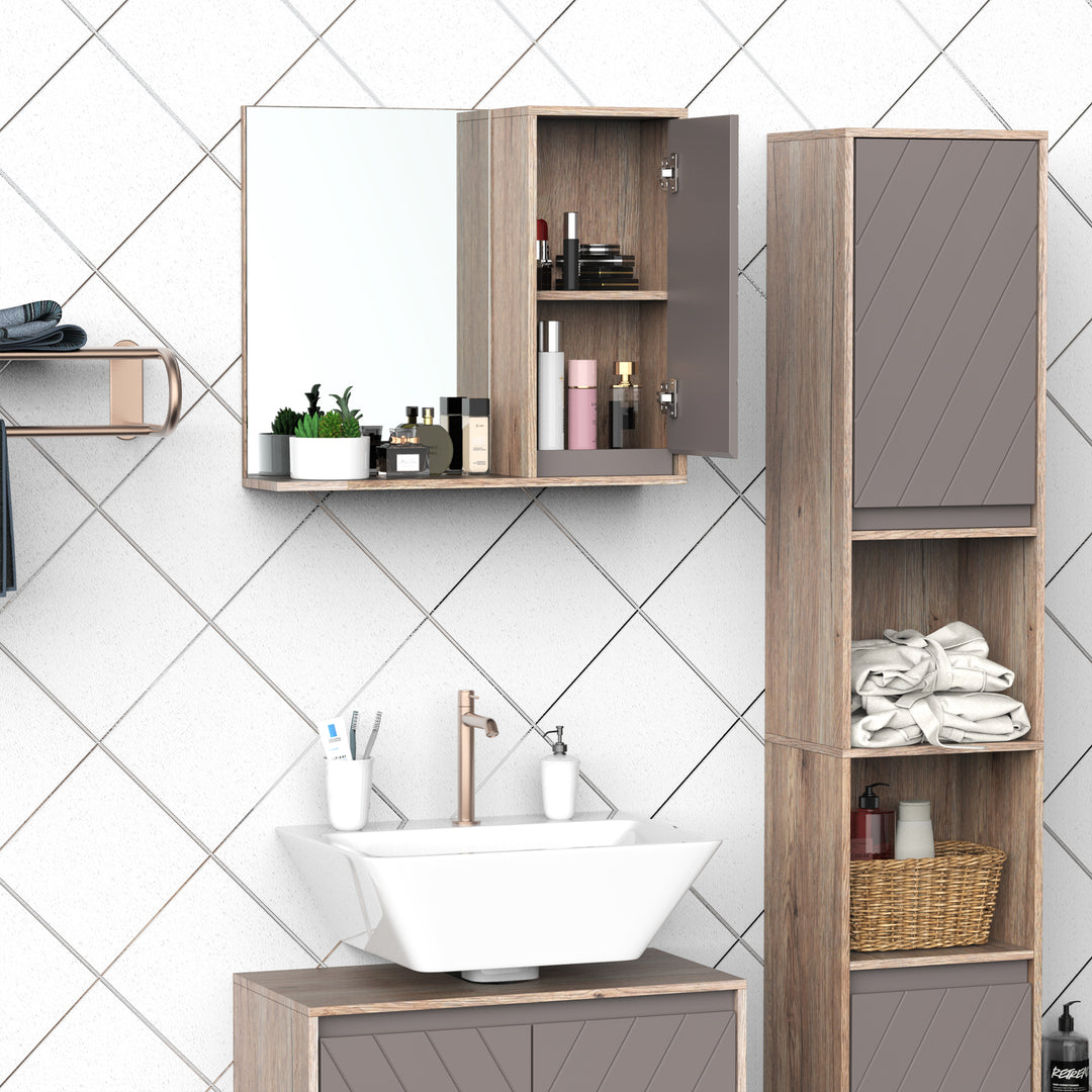 MCL Bathroom Mirror Cabinet, Wall-Mounted Bathroom Cabinet with Mirror and Adjustable Inner Shelf,  57L x 14.2W x49.2H cm
