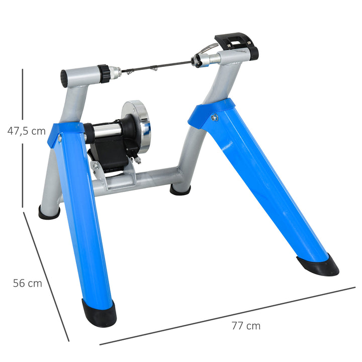 HOMCOM Steel 8-Level Indoor Stationary Bike Trainer Frame Bike Rack Exercises Blue | Aosom UK