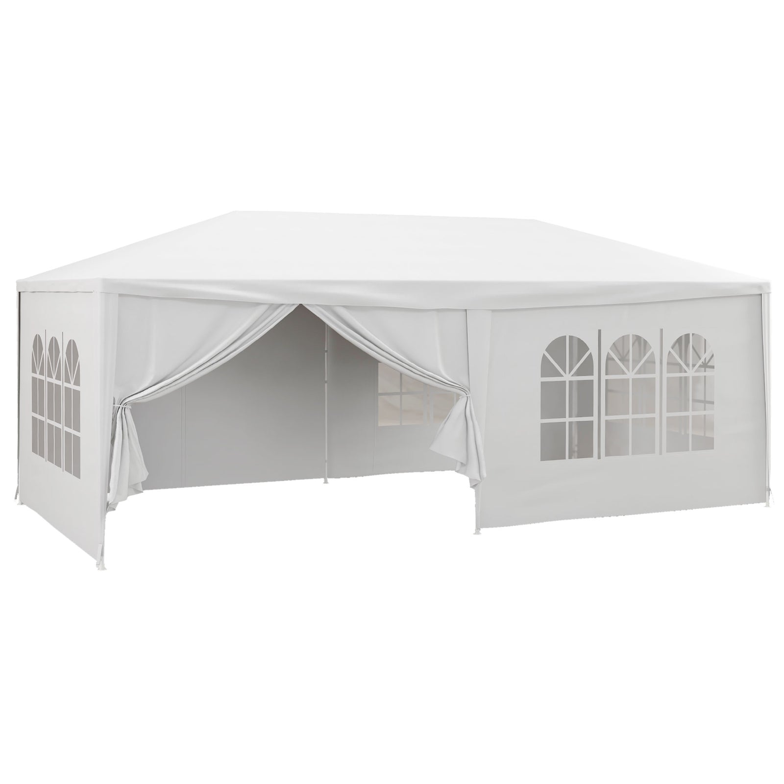 6 x 3 m Party Tent Wedding Gazebo Outdoor Waterproof PE Canopy Shade with 6 Removable Side Walls