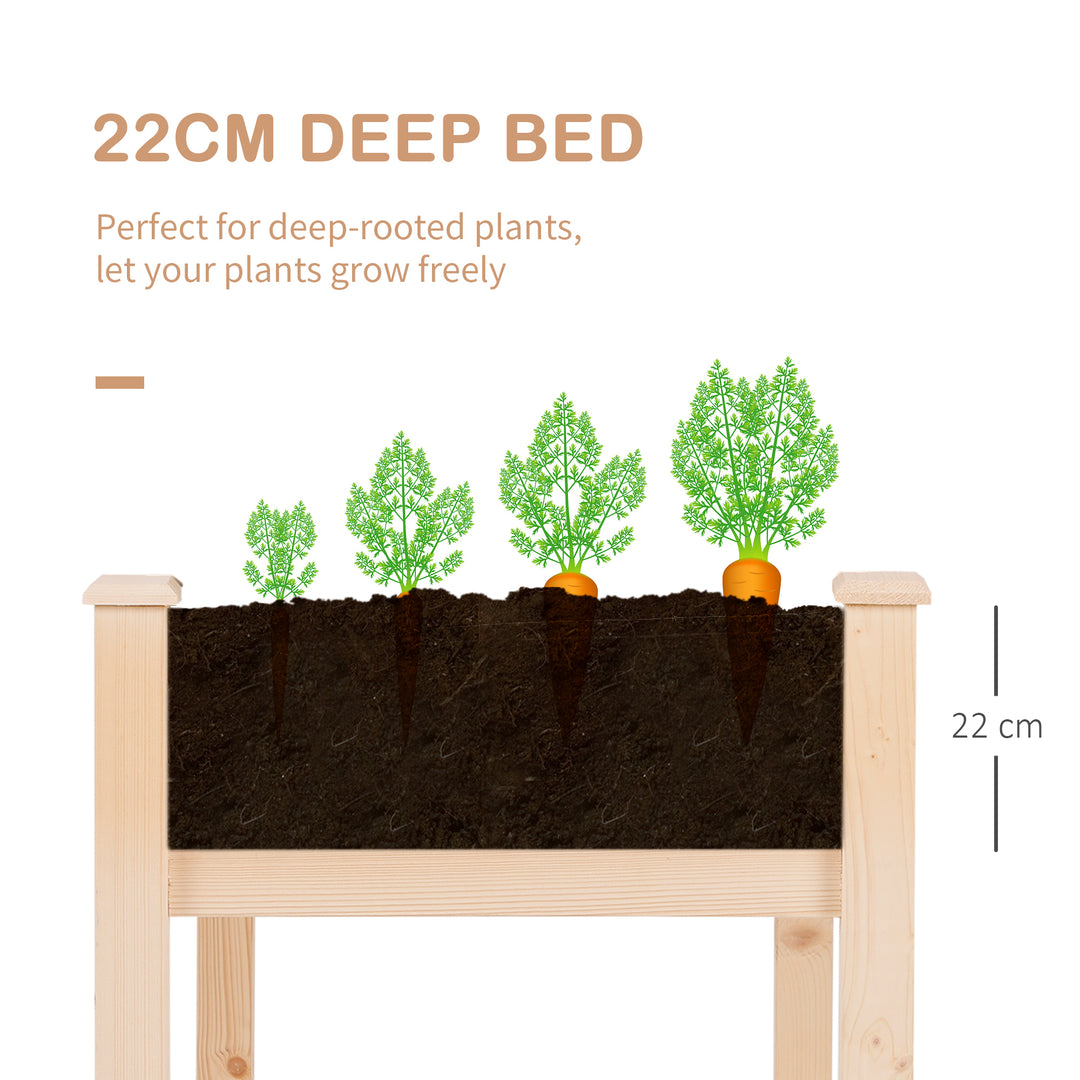 Outsunny Garden Wooden Planters, Non-Woven Fabric, Rectangular Raised Bed,Fir Wood,Indoor/Outdoor, 122.5Lx56.5Wx76H cm | Aosom UK