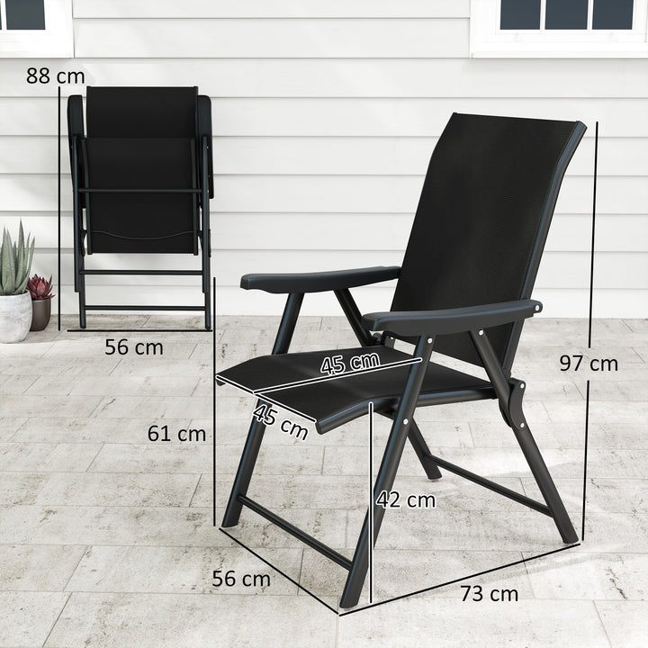 Set of Four Folding Outdoor Chairs - Black