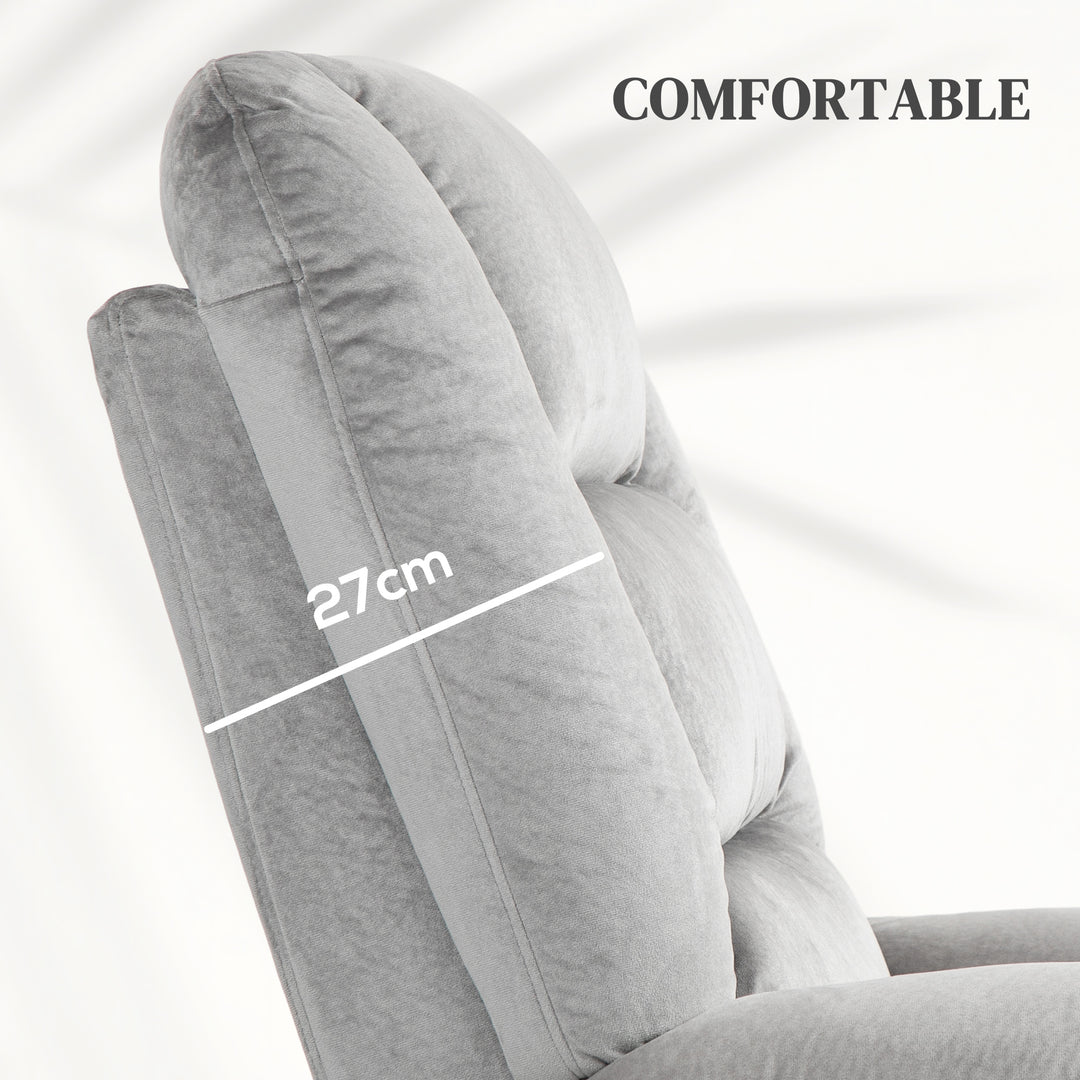 Velvet-Feel Electric Lift-and-Recline Massage Armchair, with Remote - Grey