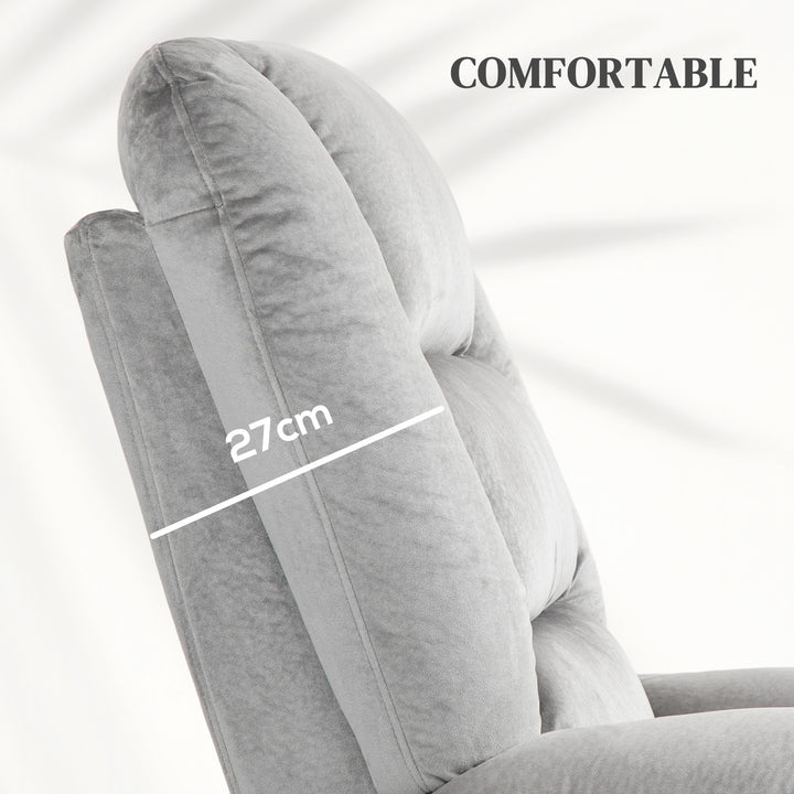 Velvet-Feel Electric Lift-and-Recline Massage Armchair, with Remote - Grey