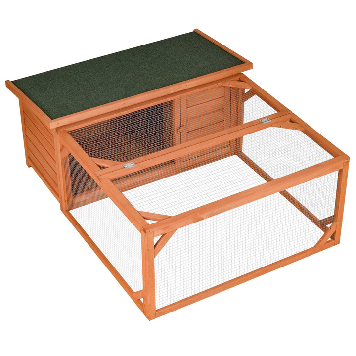 PawHut Guinea Pigs Hutches Small Animal House Off-ground Ferret Bunny Cage Backyard w/ Openable Main House & Run Roof 125.5 x 100 x 49cm | Aosom UK