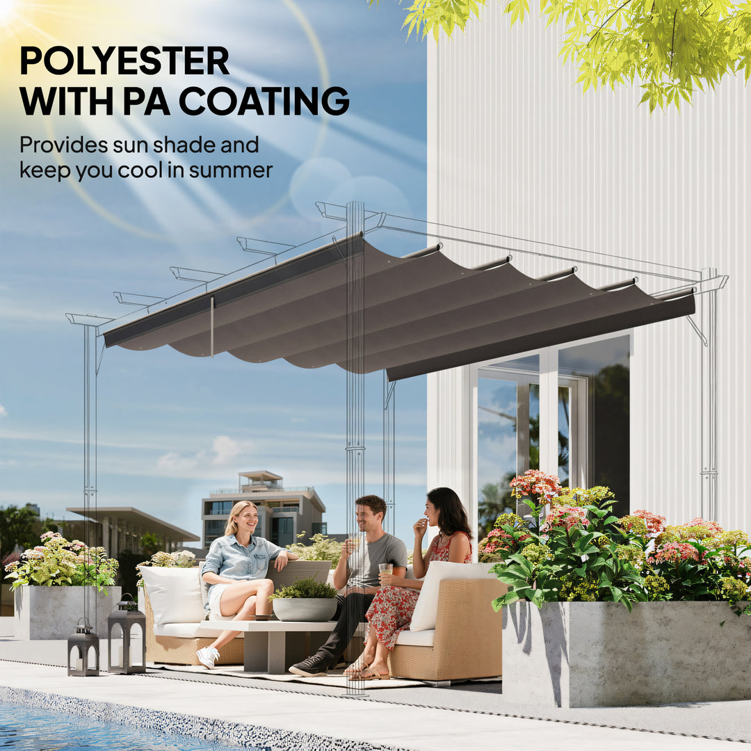 Retractable Pergola Cover, 3.5 x 2.6 m Replacement Canopy Fabric for 4