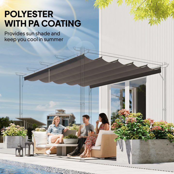 Retractable Pergola Cover, 3.5 x 2.6 m Replacement Canopy Fabric for 4