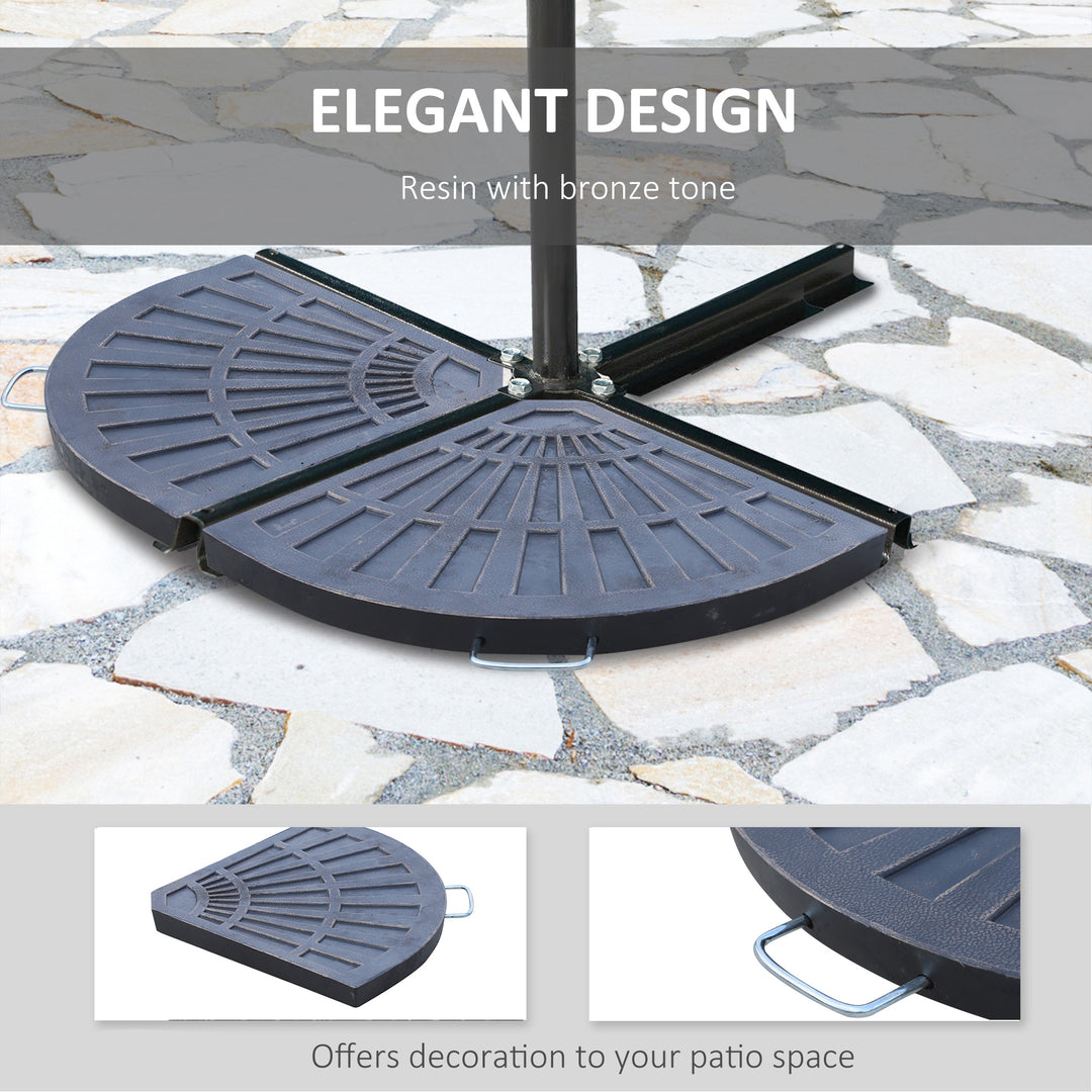 2 Piece Parasol Base, 28kg Resin Umbrella Stand Weights for Cantilever Parasol with Handles, Bronze
