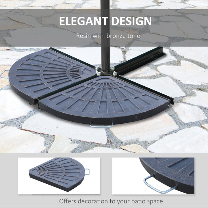 2 Piece Parasol Base, 28kg Resin Umbrella Stand Weights for Cantilever Parasol with Handles, Bronze