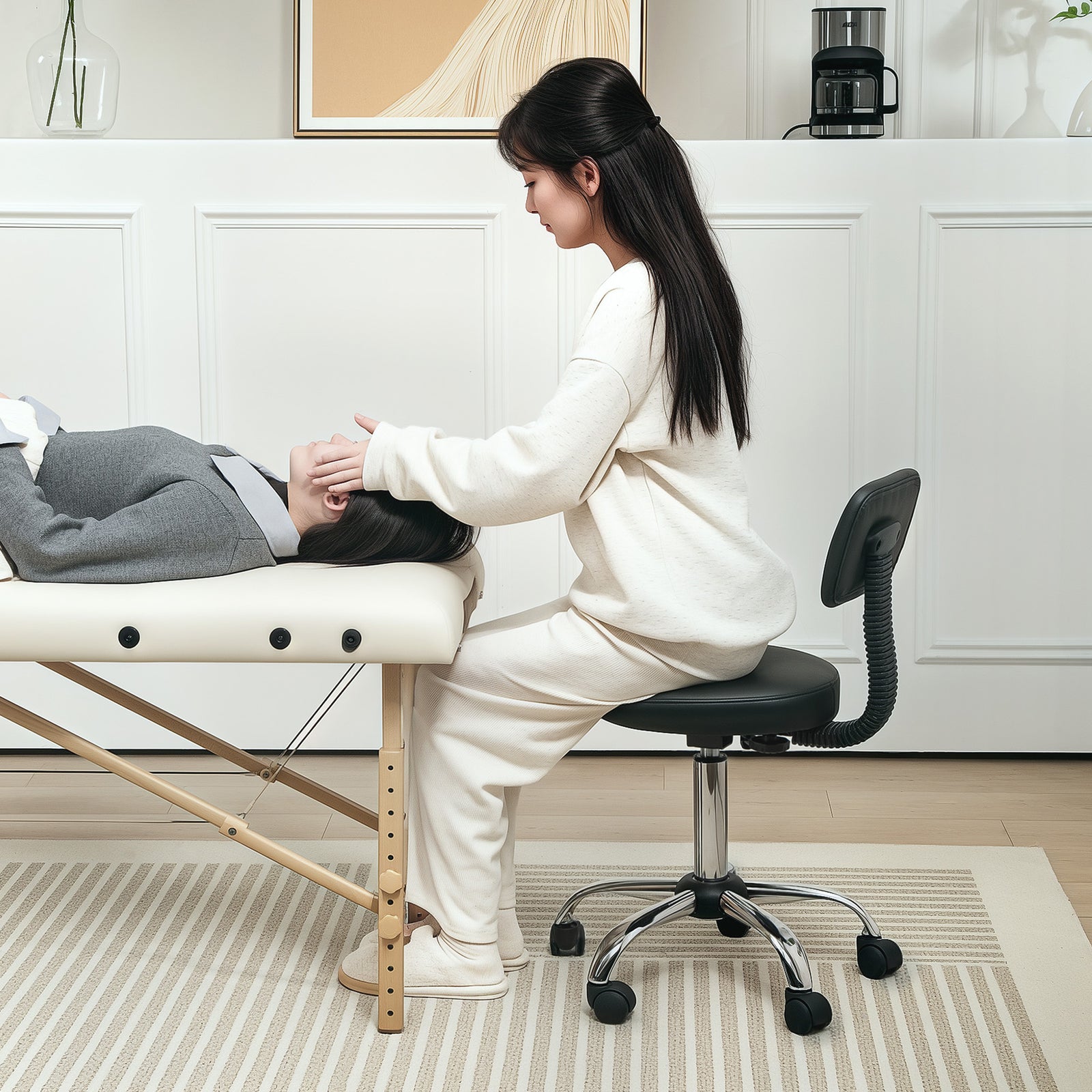 360° Swivel Seat Salon Stool - Black