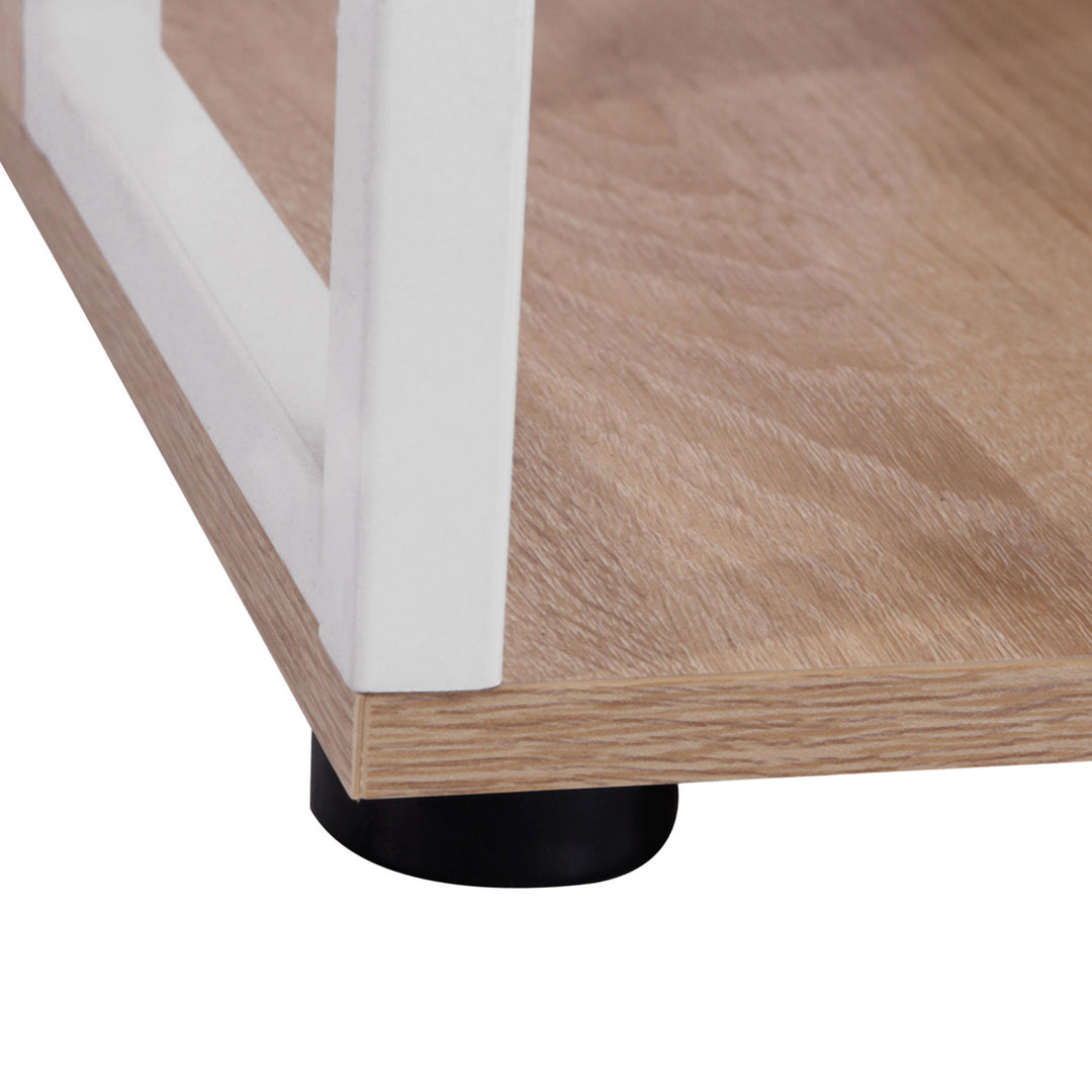 Computer Desk with Drawers and Bookshelf, Writing Desk for Home Office with Storage Shelves, Study Workstation, Oak