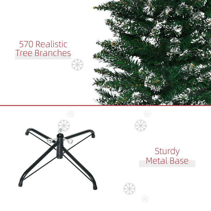 MCL 6FT Artificial Snow Dipped Christmas Tree Xmas Pencil Tree Holiday Home Indoor Decoration with Foldable Black Stand, Green