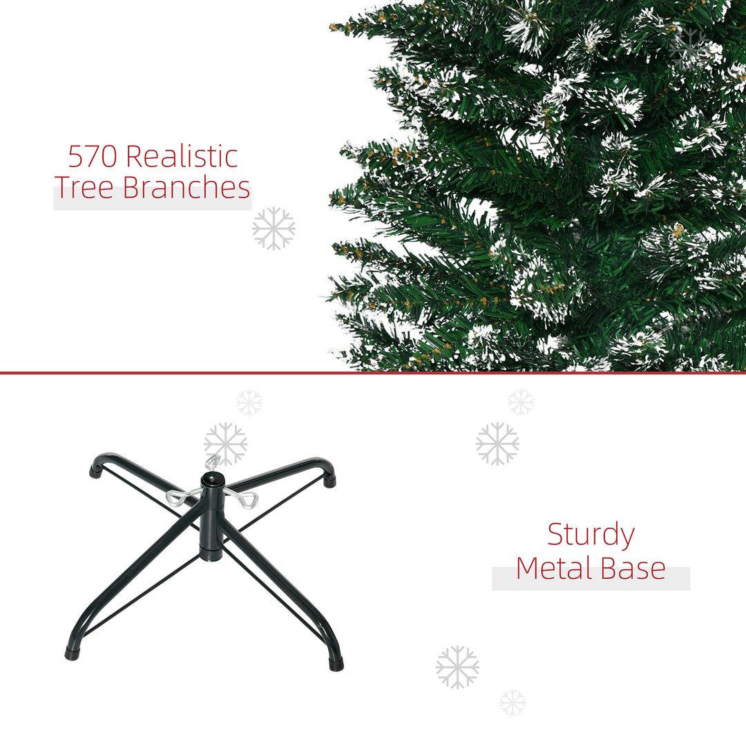 6FT Artificial Snow Dipped Christmas Tree Xmas Pencil Tree Holiday Home Indoor Decoration with Foldable Black Stand, Green