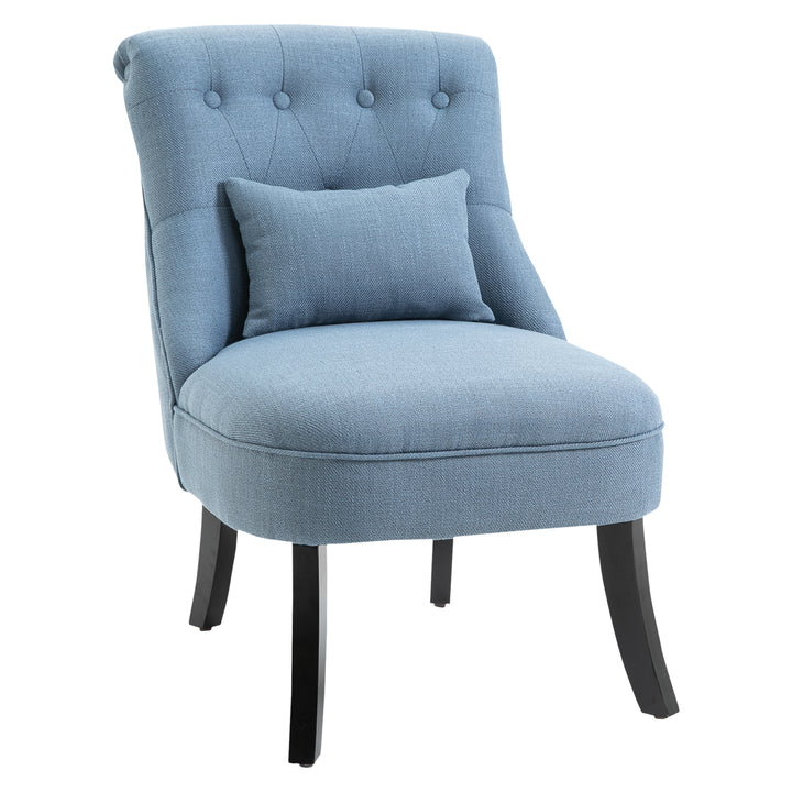 HOMCOM Fabric Single Sofa Dining Chair Tub Chair Upholstered W/ Pillow Solid Wood Leg Home Living Room Furniture Blue | Aosom UK